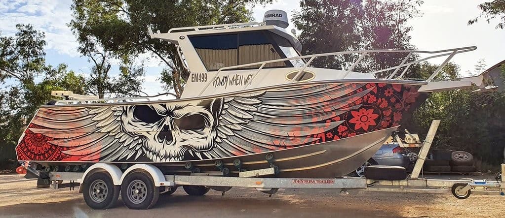 Skull Flower boat wrap